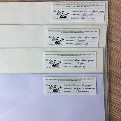 Papel de offset sem madeira para notebook 98%-110% Brilho Químico industrial